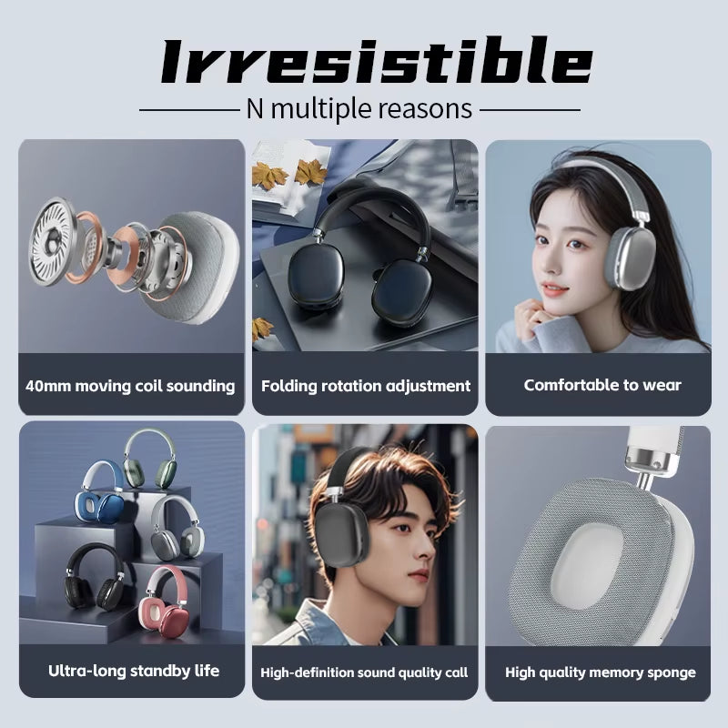 YYL P958 Pro Bluetooth Headphones Wireless Headsets Hifi Stereo Bluetooth Earphones Over-Ear Earbuds Hd-Mic Earpods-Max Headsets