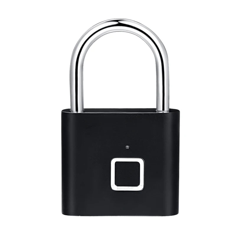 Black Silver Keyless USB Rechargeable Door Lock Fingerprint Smart Padlock Quick Unlock Zinc Alloy Metal Self Developing Chip