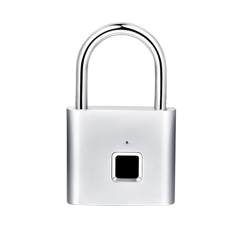 Black Silver Keyless USB Rechargeable Door Lock Fingerprint Smart Padlock Quick Unlock Zinc Alloy Metal Self Developing Chip
