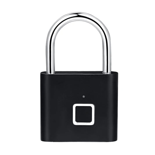 Black Silver Keyless USB Rechargeable Door Lock Fingerprint Smart Padlock Quick Unlock Zinc Alloy Metal Self Developing Chip