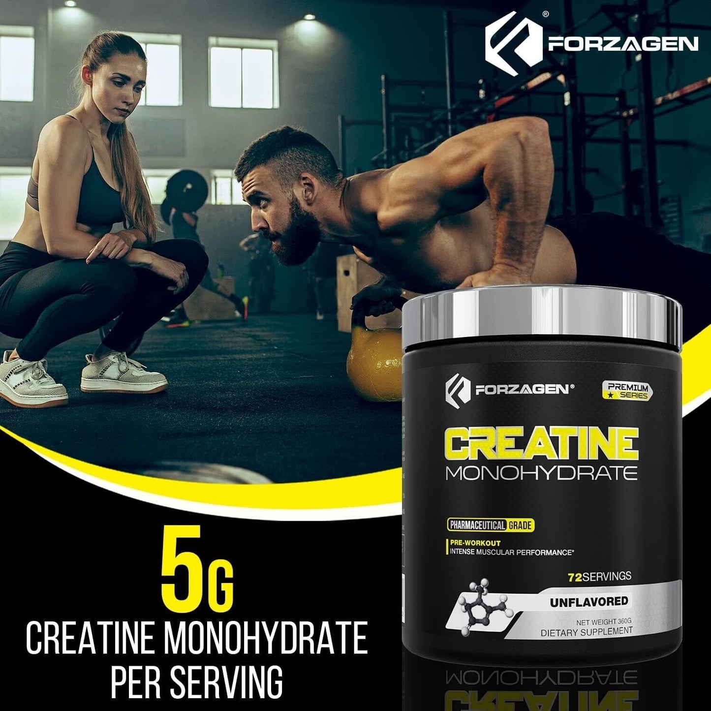 CREATINA Monohidratada Polvo - Crecimiento, Recuperación Muscular - 72 Servicios
