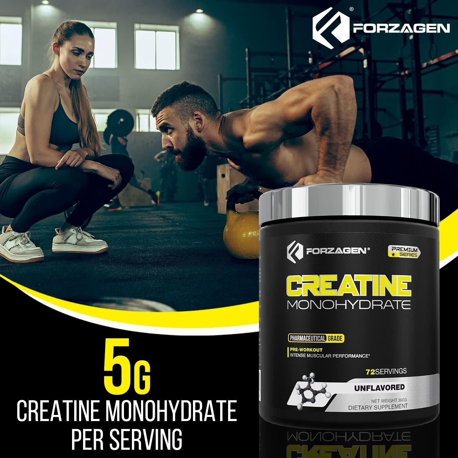 CREATINA Monohidratada Polvo - Crecimiento, Recuperación Muscular - 72 Servicios