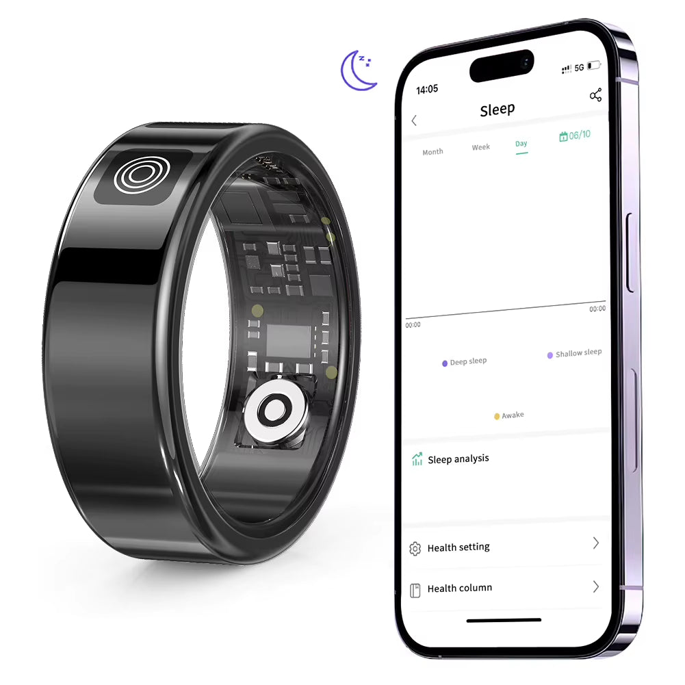RS08 Smart Ring Multi-Sport Modes Health Monitor Bluetooth-Compatible 5.1 Heart Rate Blood Oxygen Sleep Monitoring for Men Women