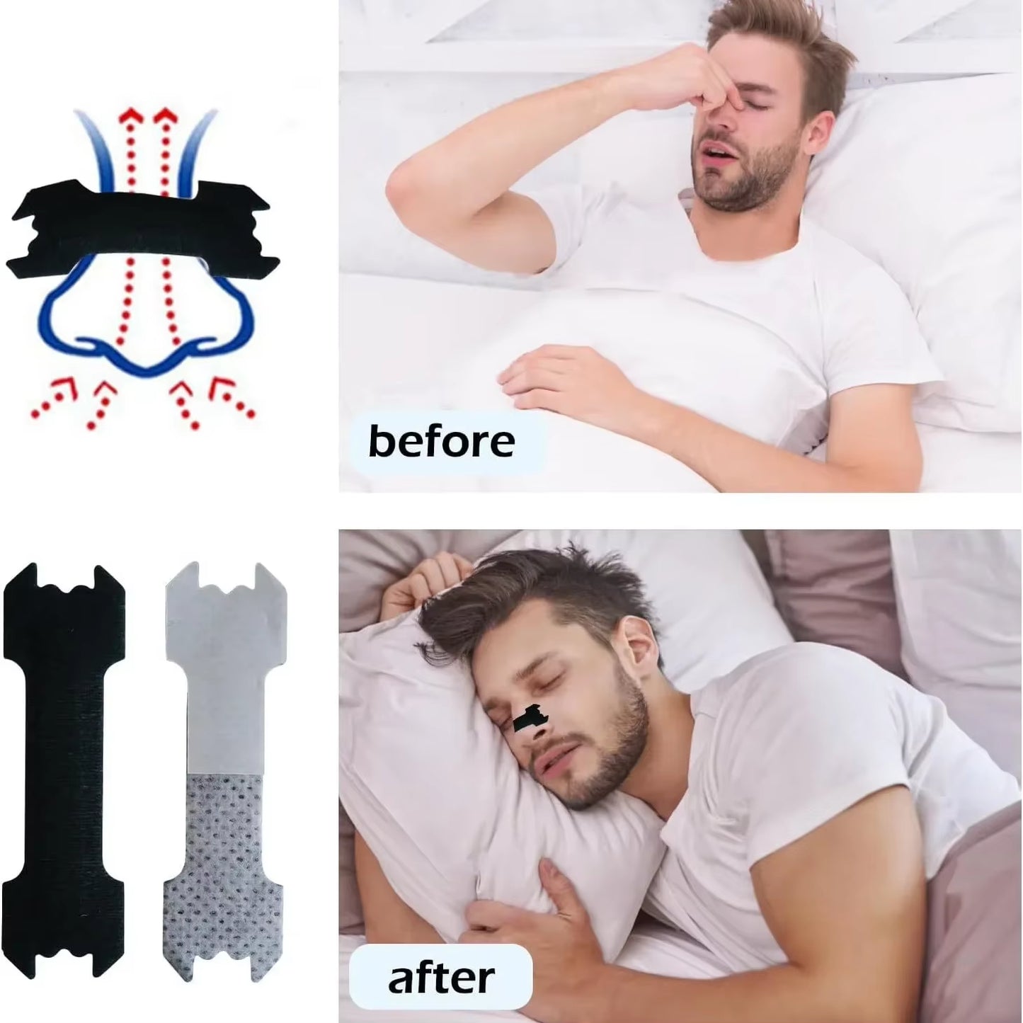 90/60/30PCS anti Snoring Nose Patch Set Extra Strength Nasal Strips Better Breathing Non-Invasive Easier Breath Sleep Aid Decive
