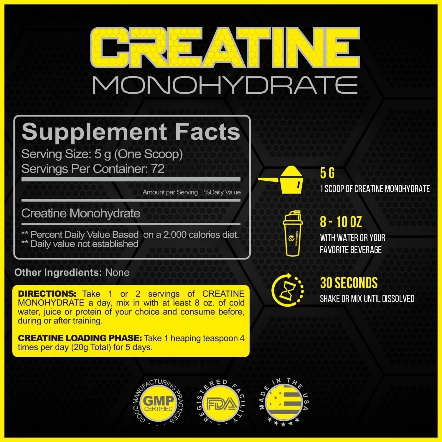 CREATINA Monohidratada Polvo - Crecimiento, Recuperación Muscular - 72 Servicios