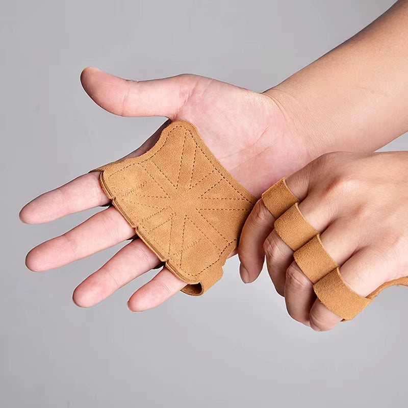 Leather Weight Lifting Training Gloves Palm Protection Women Men Fitness Sports Gymnastics Grips Pull Ups Weightlifting Workout