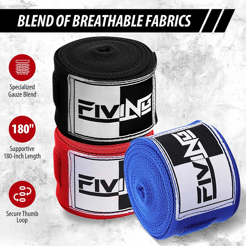 Boxing Hand Wraps Inner Gloves for Men Women, 180 Inch Elasticated Thumb Loop Bandages, Wrist Wrap Protection Muay Thai MMA Kick